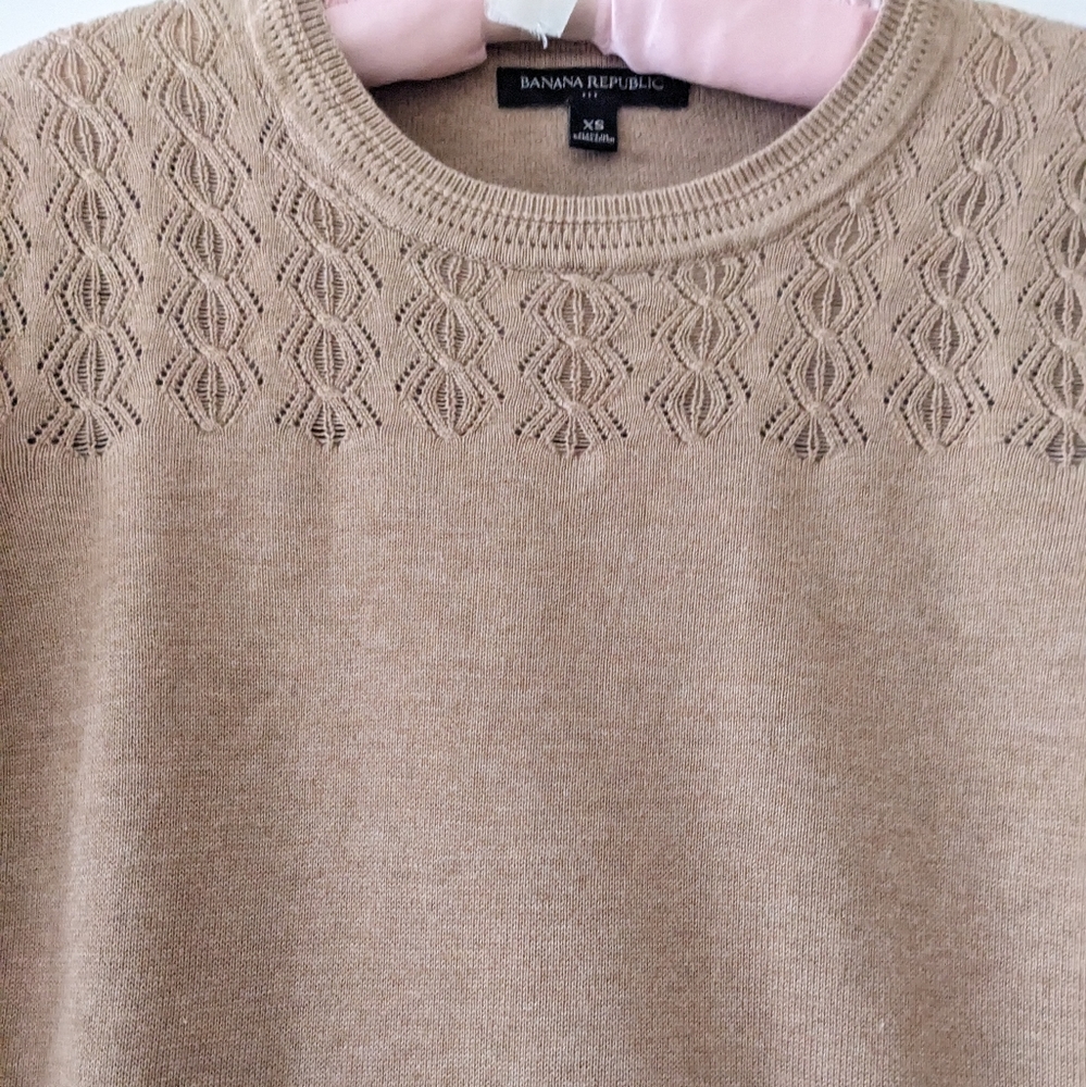 Banana Republic factory sweater pointelle neckline neutral capsule classic XS - Picture 2 of 7
